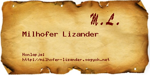 Milhofer Lizander névjegykártya